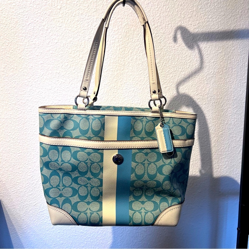 COACH CHELSEA HERITAGE F14477 Signature Shoulder Tote